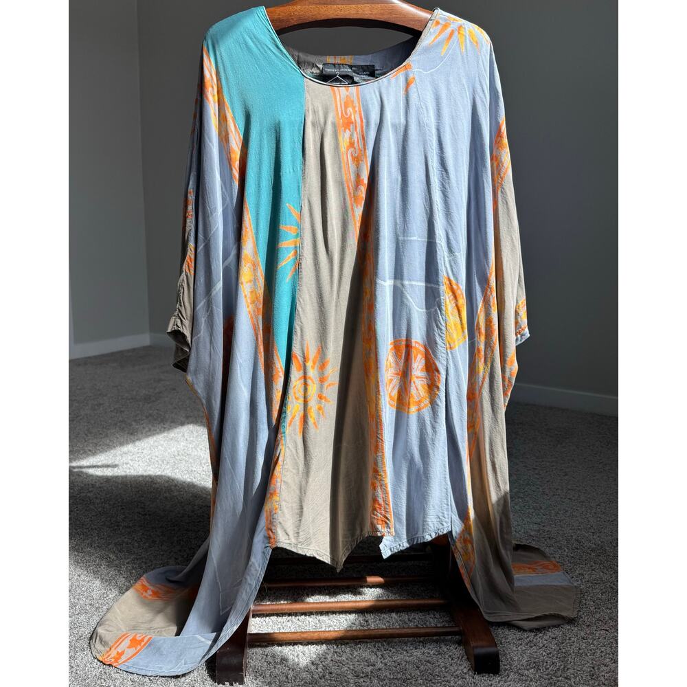 Anthony Mark Hankins Rayon Caftan Maxi Lounge Dress One Size Boho Coastal